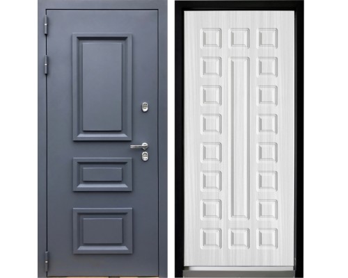 Входная дверь Дверной континент ДК-16 NY с терморазрывом (Муар Серый / Сандал белый)